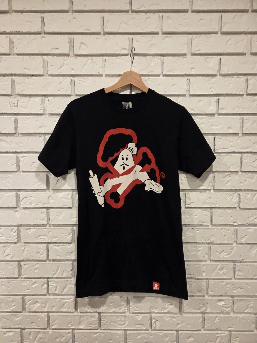 Johnny Cupcakes Ghostbusters-Inspired Black Graphic T-Shirt - Red & White Logo